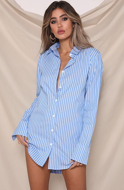 C.E.O Shirt Dress - Sky Blue