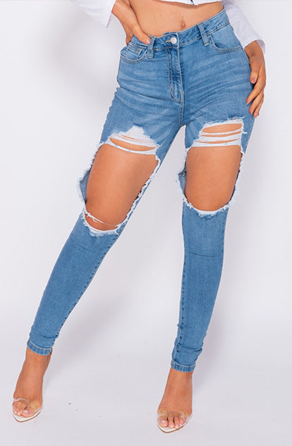 Distressed High Waisted skinny jean main image 0