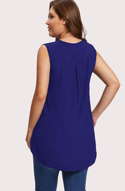 To Cute Sleeveless Top in Blue Back